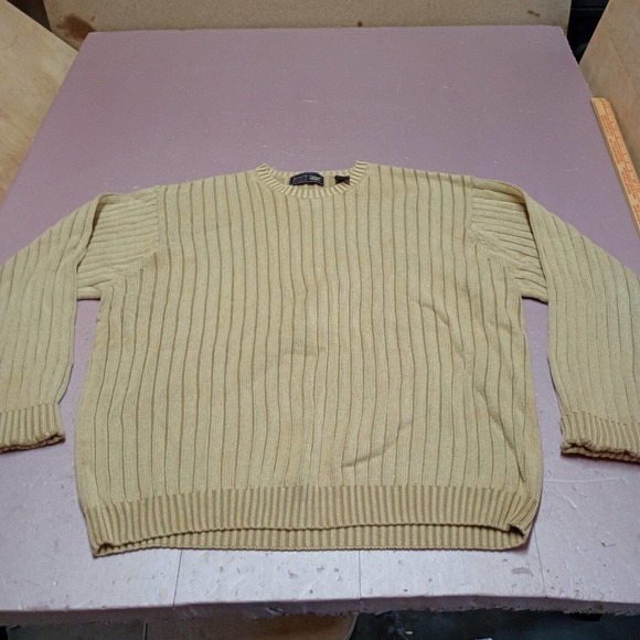Arrow Other - Vintage Aarow Sweater Men XL‎ Beige Pullover Knit Cotton Crew Neck Y2K 90s